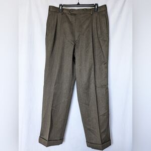 Mark Shale Pleated Wool Giovanni Tonella Italian Cloth Cuffed Dress Pants 36